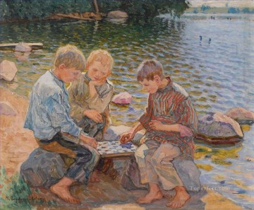 チェスプレイヤー ニコライ・ボグダノフ ベルスキー 子供 印象派 Oil Paintings
